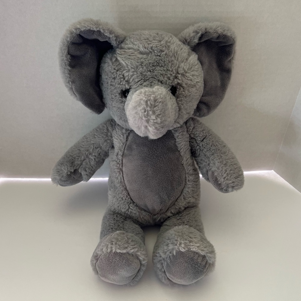 Fiesta Solid Gray Elephant Plush 15” Stuffed Animal Toy lovey